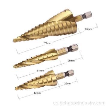 3pcs HSS broca de taladro de titanio ranurado en espiral